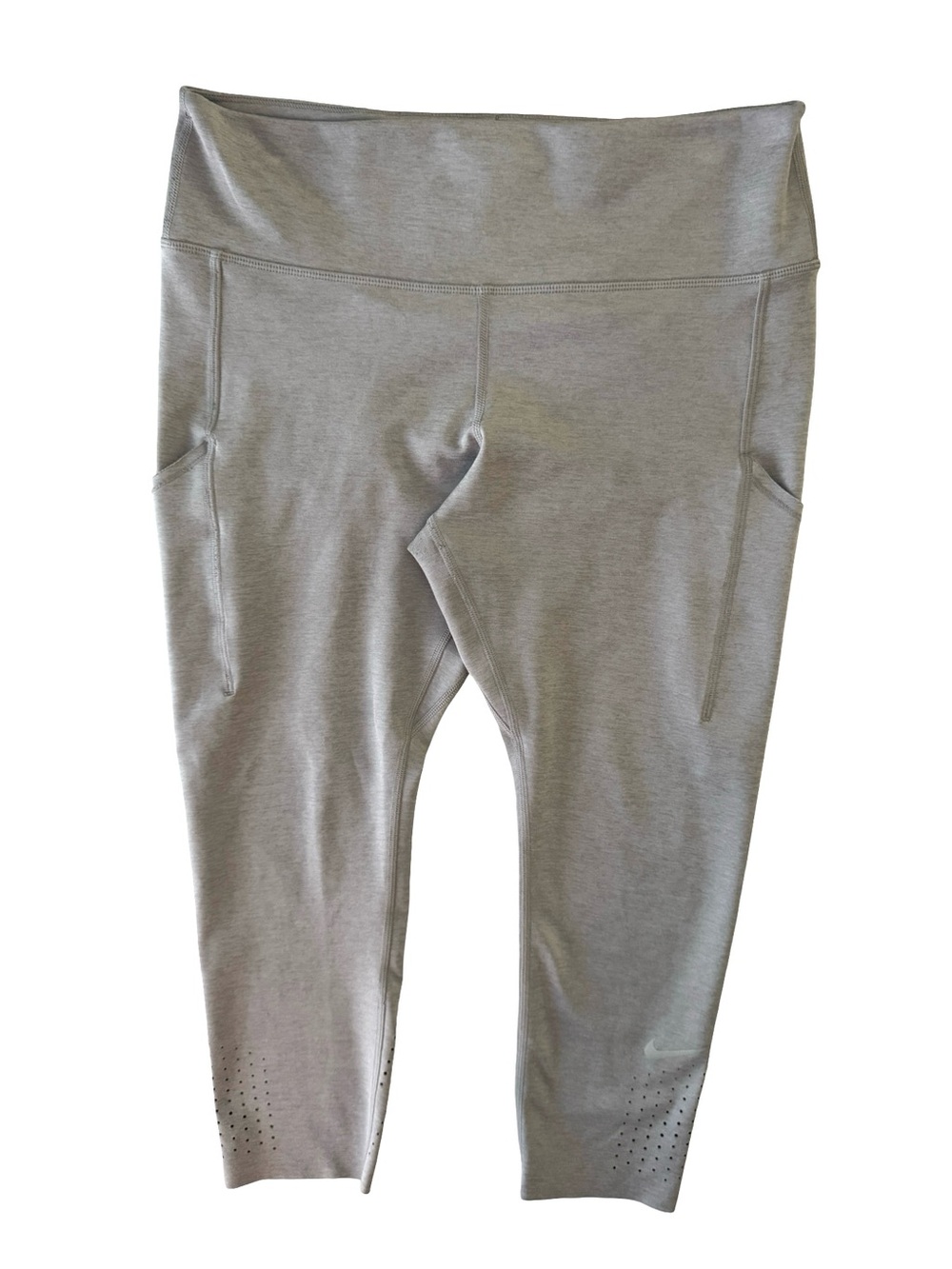 Nike Epic Luxe Dri-FIT Crop Running Leggings Women’s L Gray Pockets CN8043